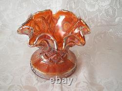 Imperial Marigold Carnival Glass Punch Bowl with Base Hobstars & Arches Pattern