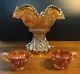 Imperial Marigold Royalty Carnival Glass Punch Bowl Base Hobstars Arches Pattern