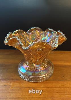 Imperial Marigold Royalty Carnival Glass Punch Bowl Base Hobstars Arches Pattern