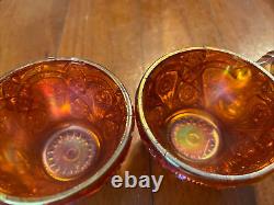 Imperial Marigold Royalty Carnival Glass Punch Bowl Base Hobstars Arches Pattern