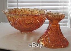 Imperial Marigold Whirling Star Carnival Glass 14 pc. Punch Bowl Cups Set 13