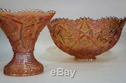 Imperial Whirling Punch Bowl & Stand Set With Cups Merigold