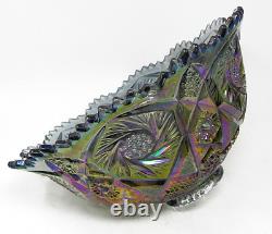 Imperial Whirling Star Peacock Carnival Glass Punch Bowl Cups Plus Ladle