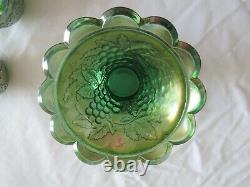 Imperial green Carnival Glass Punch Bowl with base excellent condition 4 cup