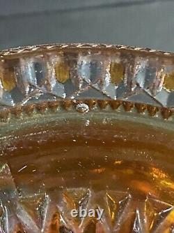Imperial marigold carnival glass punchbowl Hobstar pattern with base