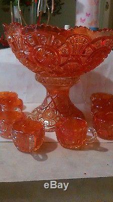Imperial punch bowl and ten cups in marigold