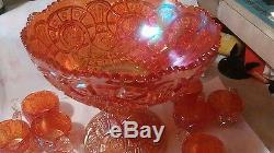 Imperial punch bowl and ten cups in marigold