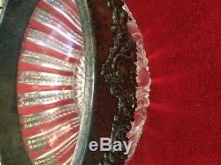 Incredibly Rare Mid1800s Cut Glass & STERLING Silver Punch Bowl antique vintage