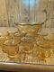 Indiana Glass Amber Punch Bowl & 12 Cups Sets with Plastic ladel