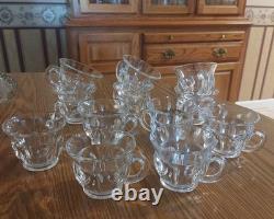 Indiana Glass CLASSIQUE Punch Bowl Set 12 Cups, Heavy Bowl, Glass Ladle and Tray