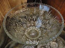 Indiana Glass Co Princess Glass Punch bowl Glasses (8) Ladle hooks Vintage