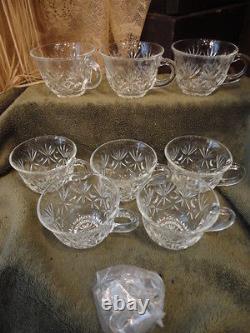 Indiana Glass Co Princess Glass Punch bowl Glasses (8) Ladle hooks Vintage