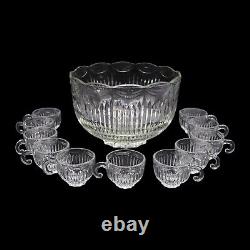 Indiana Glass Co. Royal Punch Bowl & 11 Punch Cups