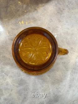 Indiana Glass Company Amber Punch Bowl With Glasses Tiara Sandwich Pattern
