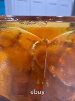 Indiana Glass Company Amber Punch Bowl With Glasses Tiara Sandwich Pattern