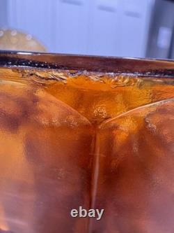 Indiana Glass Company Amber Punch Bowl With Glasses Tiara Sandwich Pattern