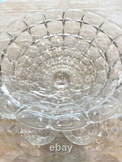 Indiana Glass Constellation Intaglio Leaves & Grapes Platter, Punch Bowl, 7 Cups