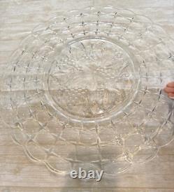Indiana Glass Constellation Intaglio Leaves & Grapes Platter, Punch Bowl, 7 Cups