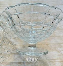 Indiana Glass Constellation Intaglio Leaves & Grapes Platter, Punch Bowl, 7 Cups
