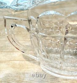 Indiana Glass Constellation Intaglio Leaves & Grapes Platter, Punch Bowl, 7 Cups