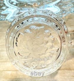 Indiana Glass Constellation Intaglio Leaves & Grapes Platter, Punch Bowl, 7 Cups
