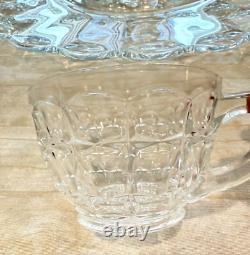 Indiana Glass Constellation Intaglio Leaves & Grapes Platter, Punch Bowl, 7 Cups