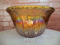 Indiana Glass Gold Carnival Harvest Princess Grape Punch Bowl & Cups 26 pc Set