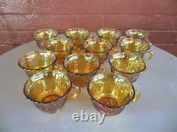 Indiana Glass Gold Carnival Harvest Princess Grape Punch Bowl & Cups 26 pc Set