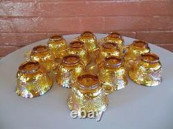 Indiana Glass Gold Carnival Harvest Princess Grape Punch Bowl & Cups 26 pc Set