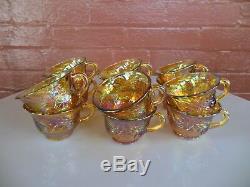 Indiana Glass Gold Carnival Harvest Princess Grape Punch Bowl & Cups 26 pc Set
