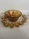 Indiana Glass Harvest Grape Amber Gold Iridescent 12 Punch Bowl Set with 10 Cups