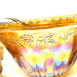 Indiana Glass Harvest Grape Amber Gold Vinta Punch Bowl, 17 Cups, Ladle
