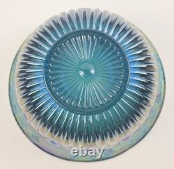 Indiana Glass Iridescent Blue Carnival Punch Bowl Set Princess Original Box Vtg