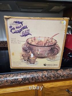 Indiana Glass Iridescent Gold Carnival Glass 26 Piece Princess Punch Set 7444