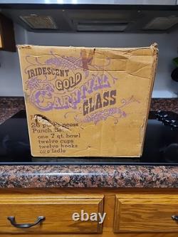 Indiana Glass Iridescent Gold Carnival Glass 26 Piece Princess Punch Set 7444