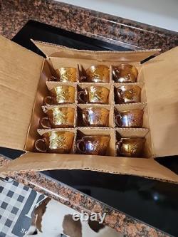 Indiana Glass Iridescent Gold Carnival Glass 26 Piece Princess Punch Set 7444