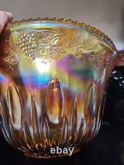 Indiana Glass Iridescent Gold Carnival Glass 26 Piece Princess Punch Set 7444