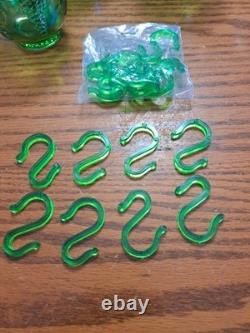 Indiana Glass Iridescent Lime Green Carnival Glass 7qt Princess Punch Bowl Set