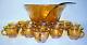 Indiana Glass Iridescent Marigold Carnival Glass Punch Bowl, 12 cups, Ladle