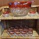 Indiana Glass Kings Crown Ruby Thumbprint Complete 16 Piece Punch Bowl Set