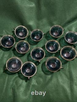 Indiana Glass Large Punch Bowl And 12 Cups. Harvest Grape Iridescent Blue