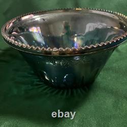 Indiana Glass Large Punch Bowl And 12 Cups. Harvest Grape Iridescent Blue