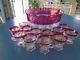 Indiana Glass Lexington Ruby Red Flash Punch Bowl with 12 Pedestal Cups MINT