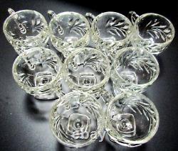 Indiana Glass OLEANDER MAGNOLIA WILLOW Crystal Punch Bowl 12 Cups Ladle Underplt