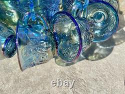 Indiana Glass Princess Blue Carnival Grape Punch Bowl & Cups 26 pc Set orig. Bx