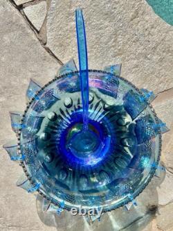 Indiana Glass Princess Blue Carnival Grape Punch Bowl & Cups 26 pc Set orig. Bx