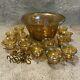 Indiana Glass Punch Bowl Set Carnival Iridescent Amber Gold Harvest Grape
