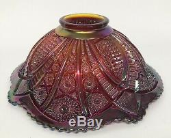 Indiana Glass Red Iridescent Heirloom Carnival Glass 10pc Punch Bowl Set