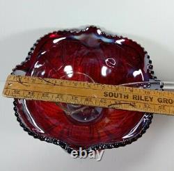 Indiana Glass Red Ruby Heirloom Sunset Carnival Punch Bowl Set 11 pc 8 Cups