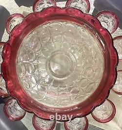 Indiana Glass Vintage Colony Lexington Ruby Red Glass 13-Pc Punchbowl Set